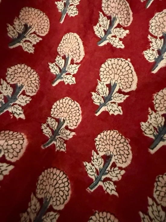 The Fox and the Mermaid Venice- Red Block Printed Tiered Maxi Dress by - Picture 2 of 3